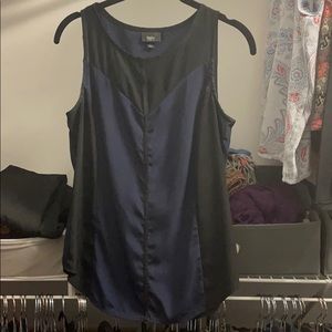 Navy/Black Tank, Sheer Detail, Sweetheart Neckline
